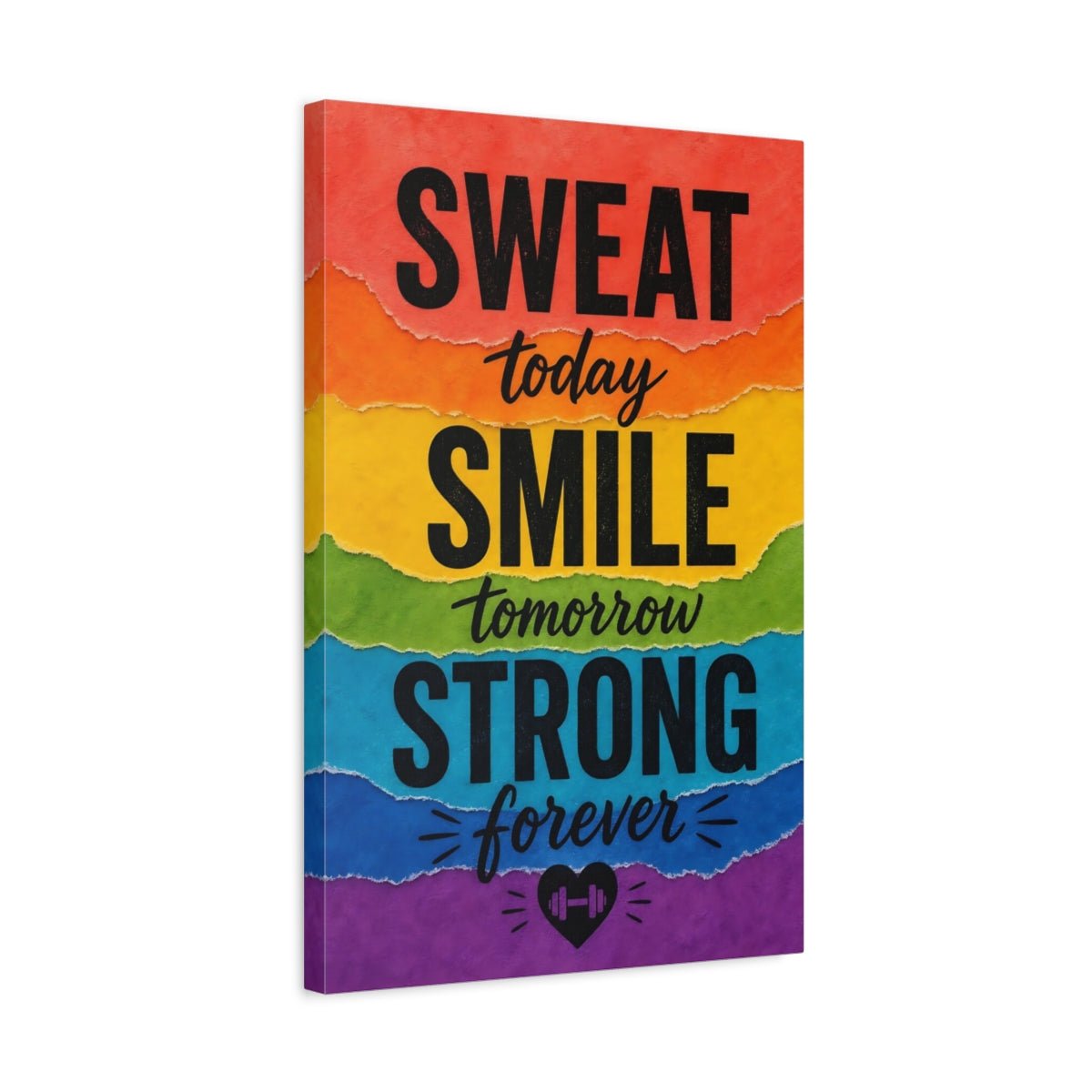 Sports Motivational Quote Rainbow Canvas Print – Gym, Feature Wall, - YesArtYes