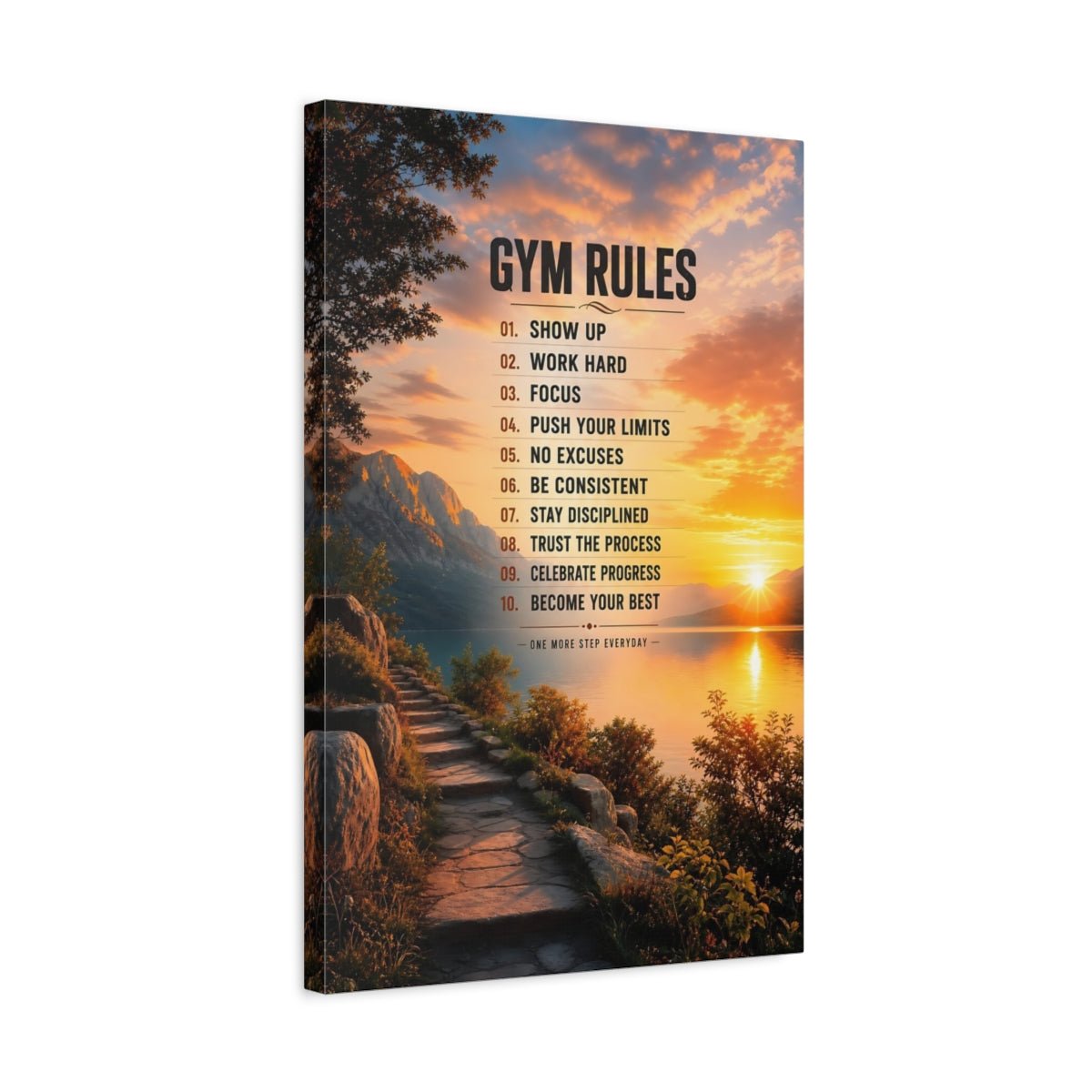 Sports Motivational Rules Sunset Canvas Wall Art Print – Office Decor, Behind Desk - YesArtYes