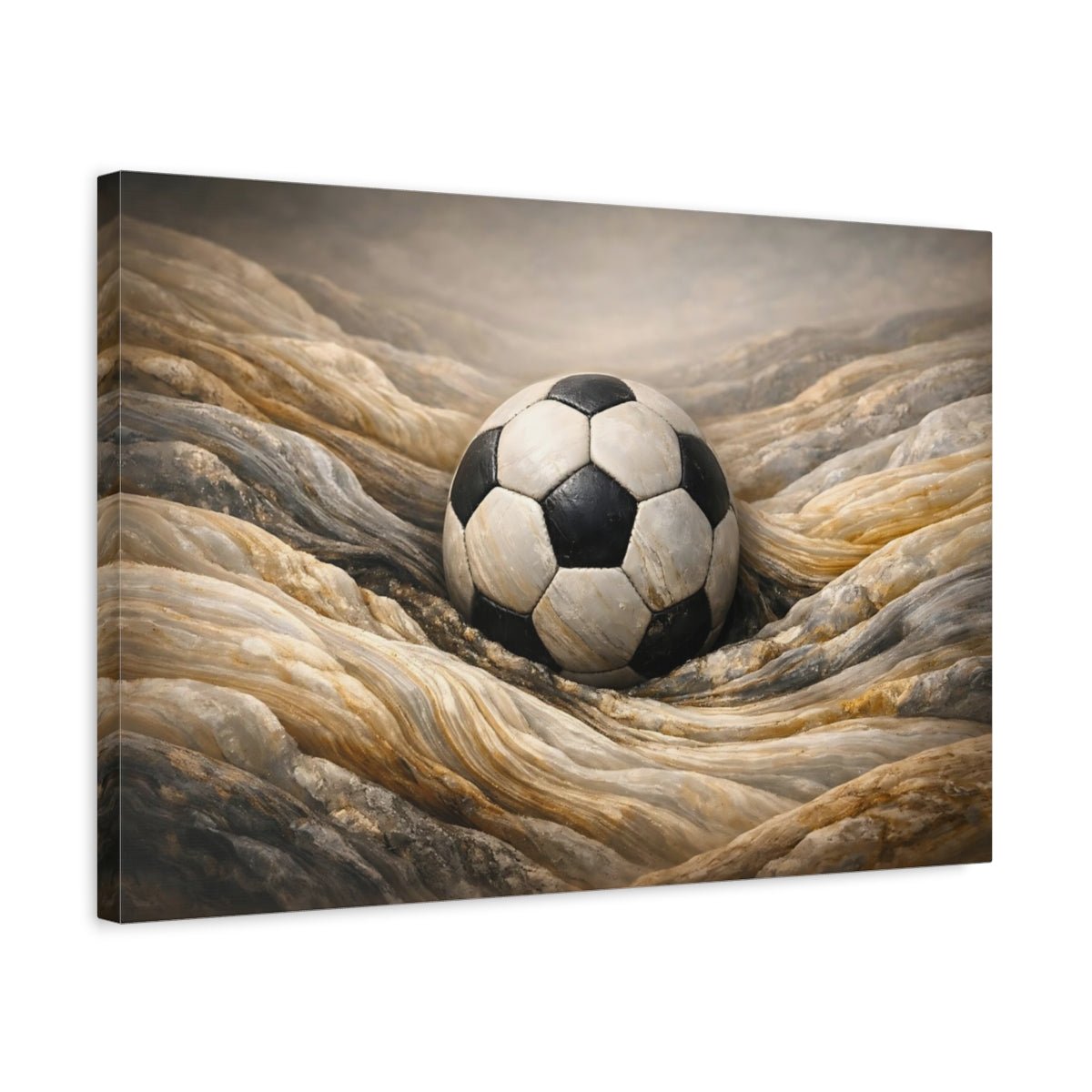 Sports Soccer Ball Brown And Black - Canvas Wall Art Print - YesArtYes