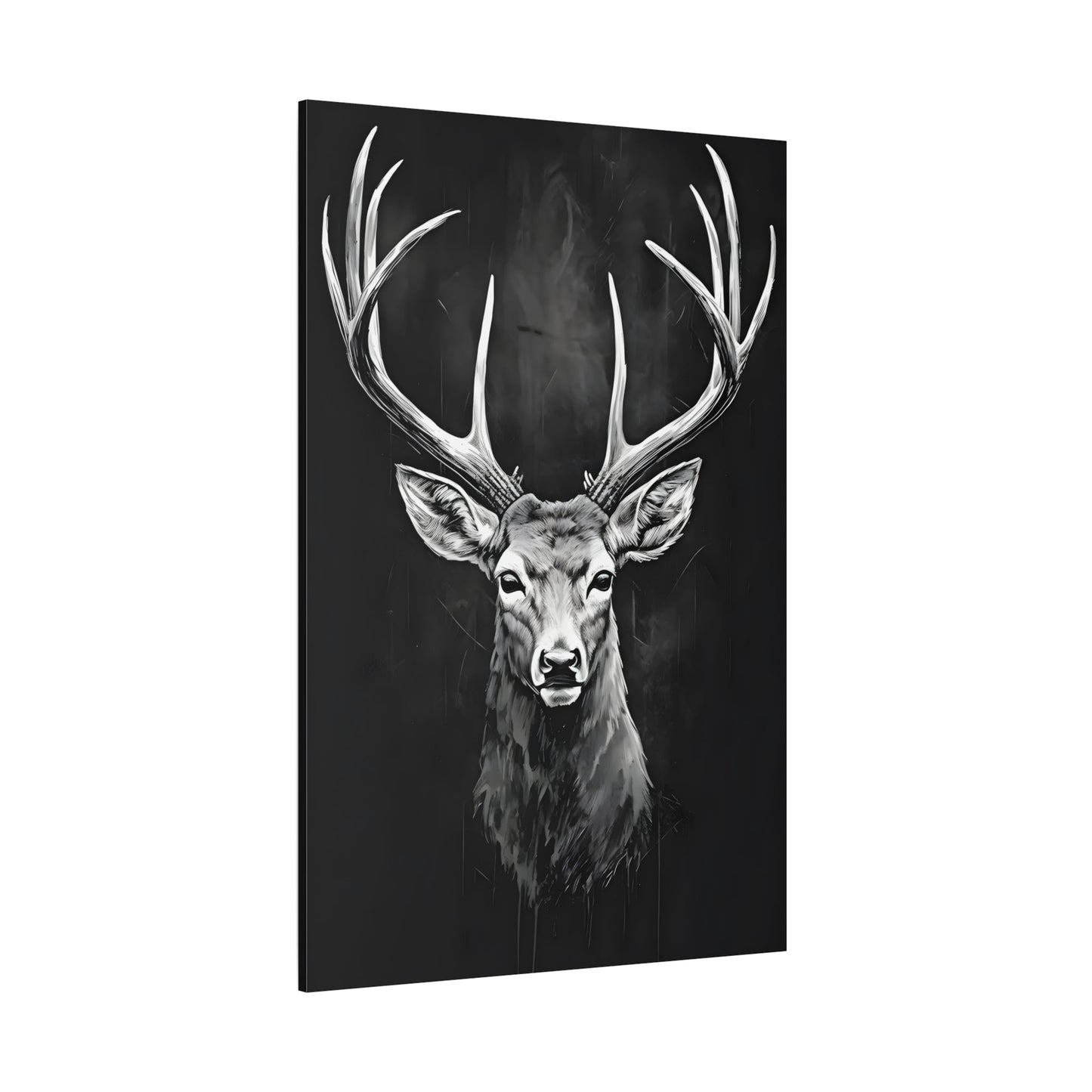 Stag Deer Black White Canvas Print - Scandinavian Wildlife Wall Art - YesArtYes