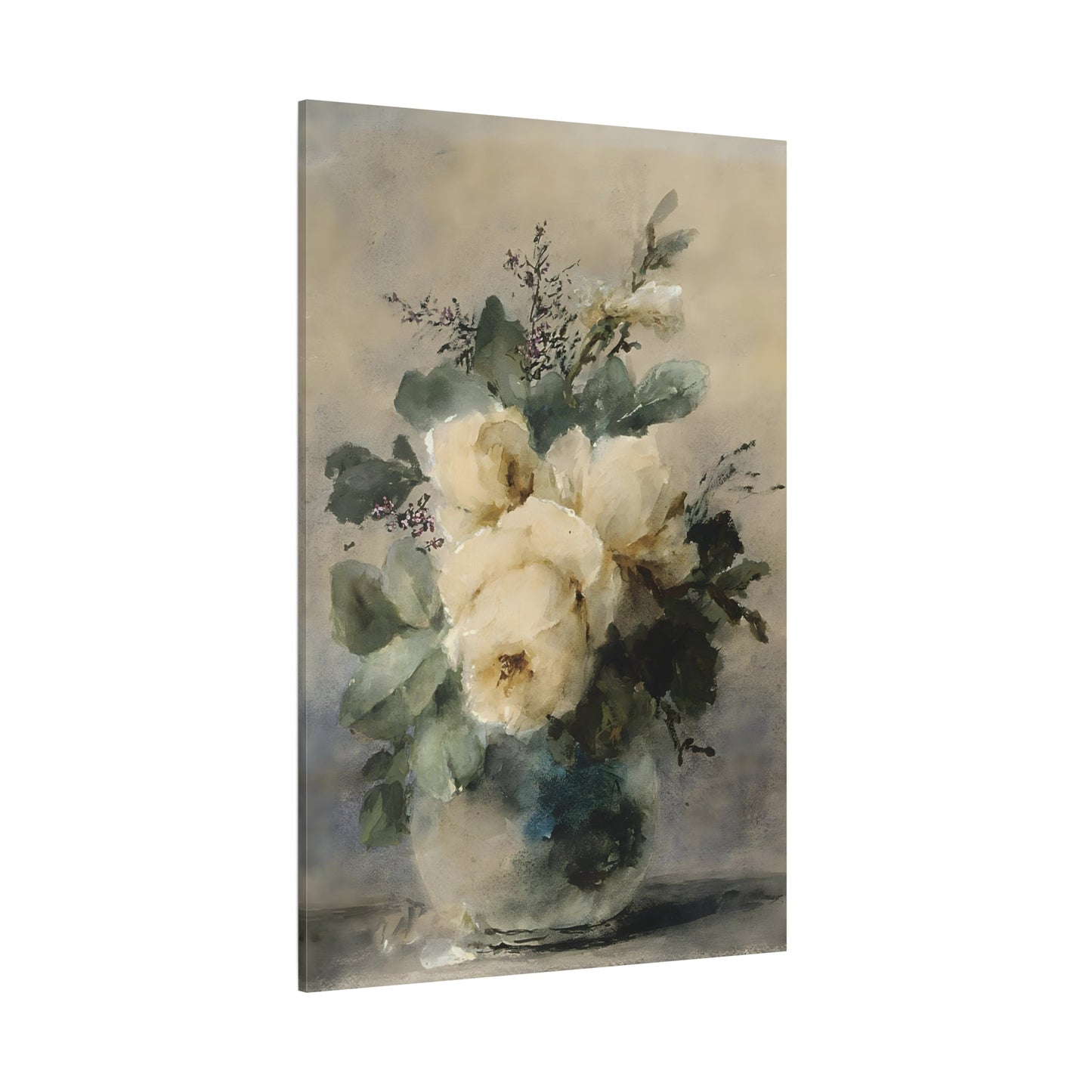 Still Life White Peonies in a Vase - Floral Canvas Wall Art Print - YesArtYes