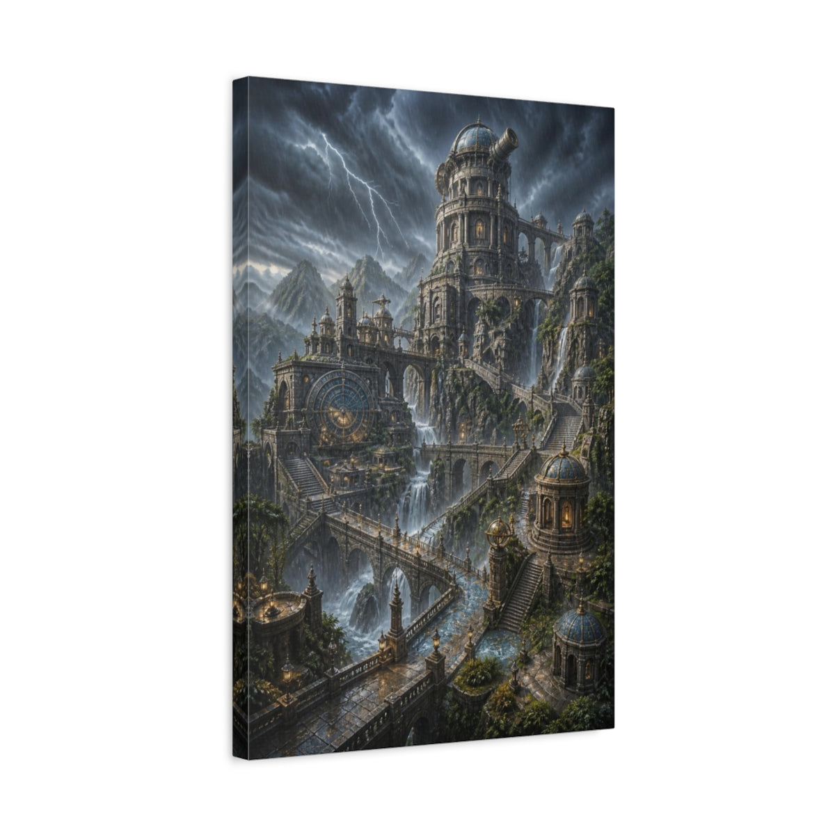 Side Mockup 3. Stormbound Cliff Observatory shown as canvas print