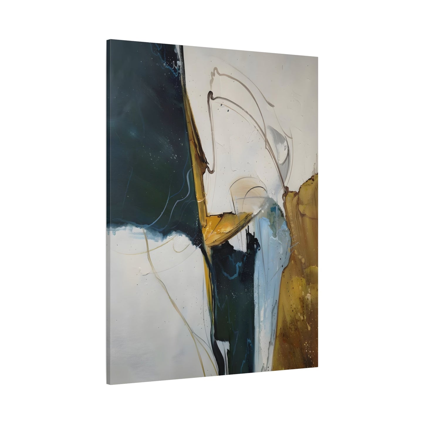 Stylish Green Gold Canvas - Contemporary Minimalist Interior Design Print - YesArtYes