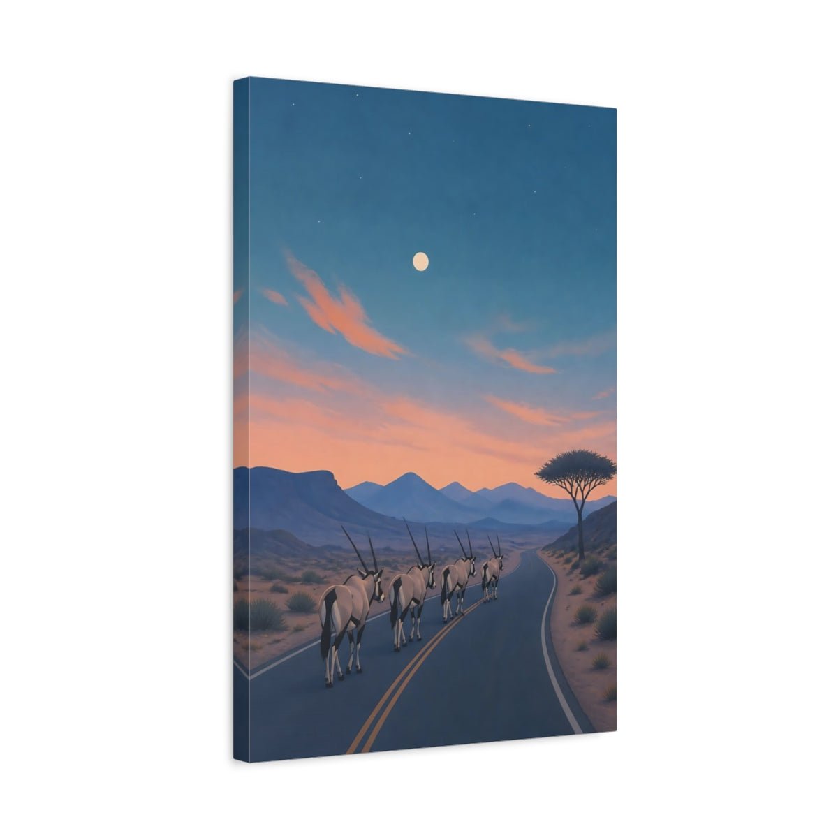 Subtle Risograph Scenic Texture Quiet Desert Canvas Print – Contemporary Living Room, Above Couch - YesArtYes