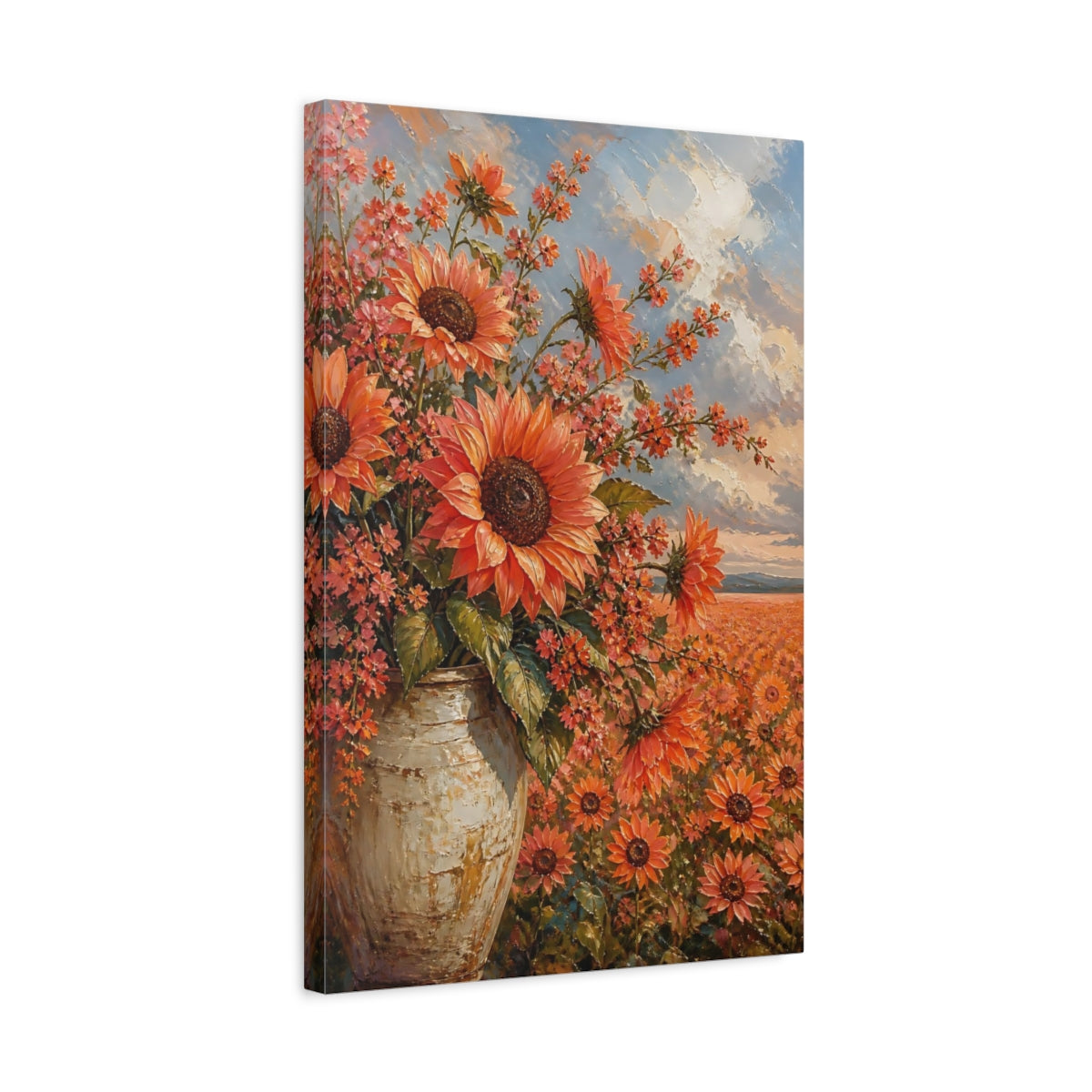 Side Mockup 3. Sunflower Flowers Arrangement shown as canvas print