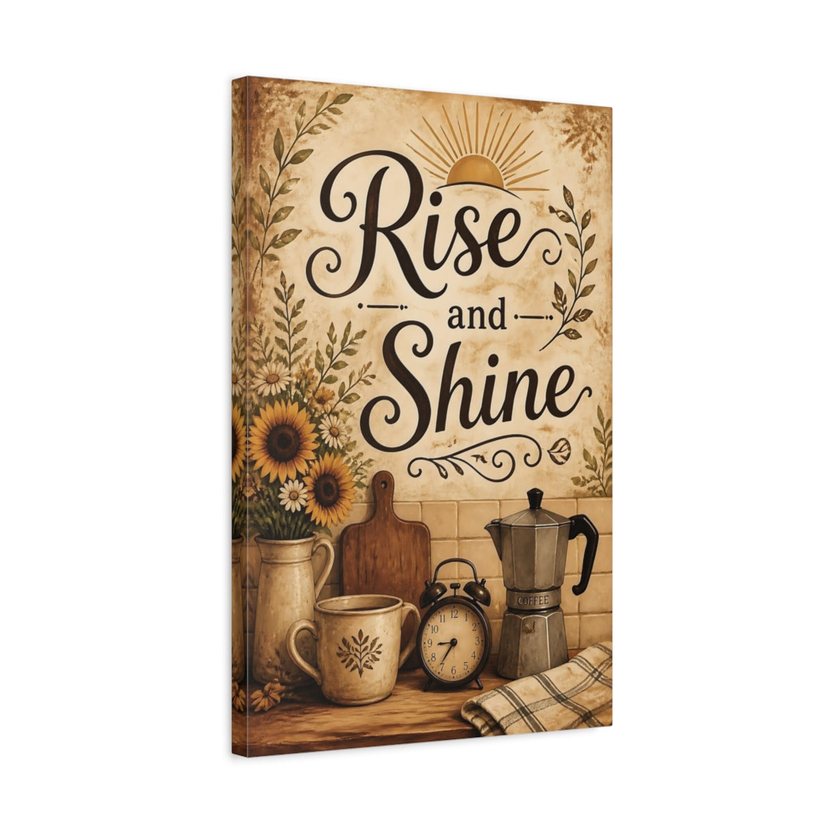 Side Mockup 3. Sunflower Rise And Shine shown as canvas print