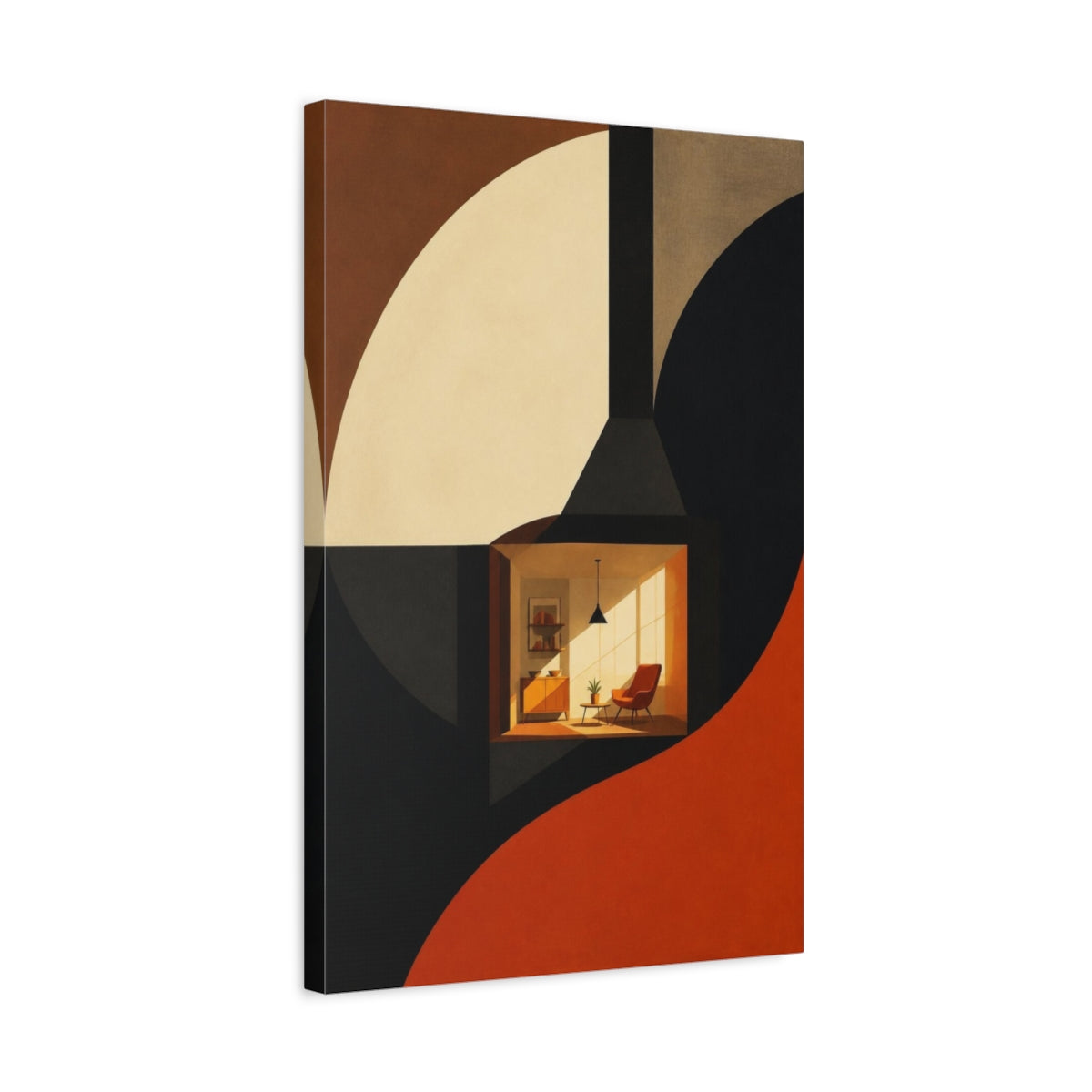 Side Mockup 3. Sunlit Reading Nook shown as canvas print