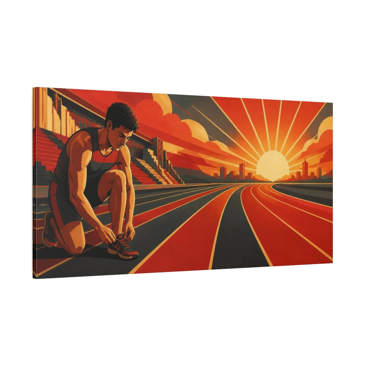 Side Mockup 2. Sunrise Runner Motivation shown as canvas print