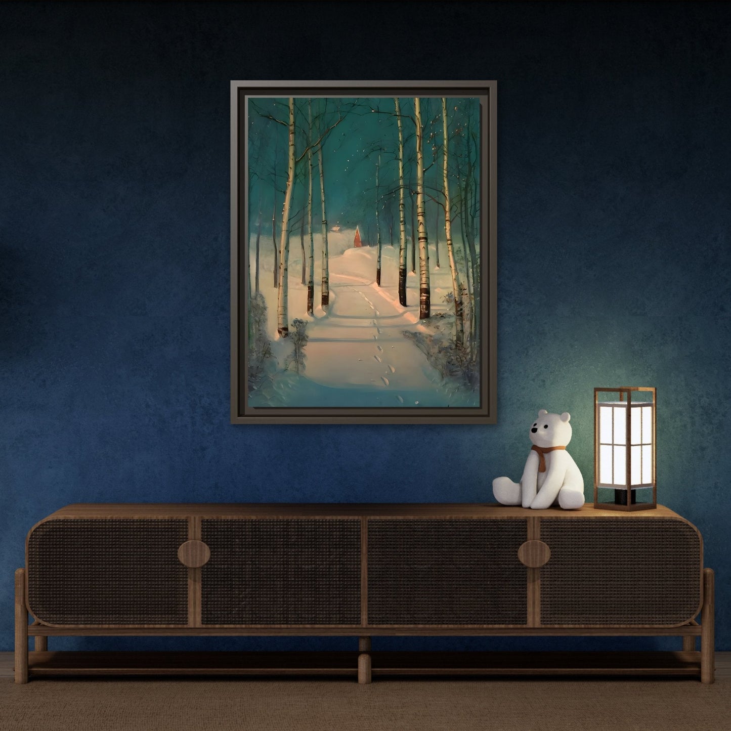 Svend Rasmussen Return to Home Canvas Print - Snow Trees Wall Art in exclusive Frame - YesArtYes