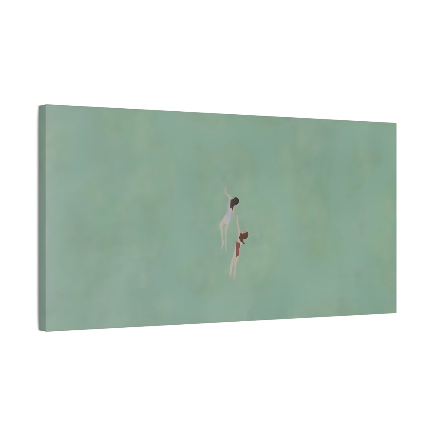 Swiming into the Green Sea Canvas - Vintage Retro Minimalist Wall art - YesArtYes