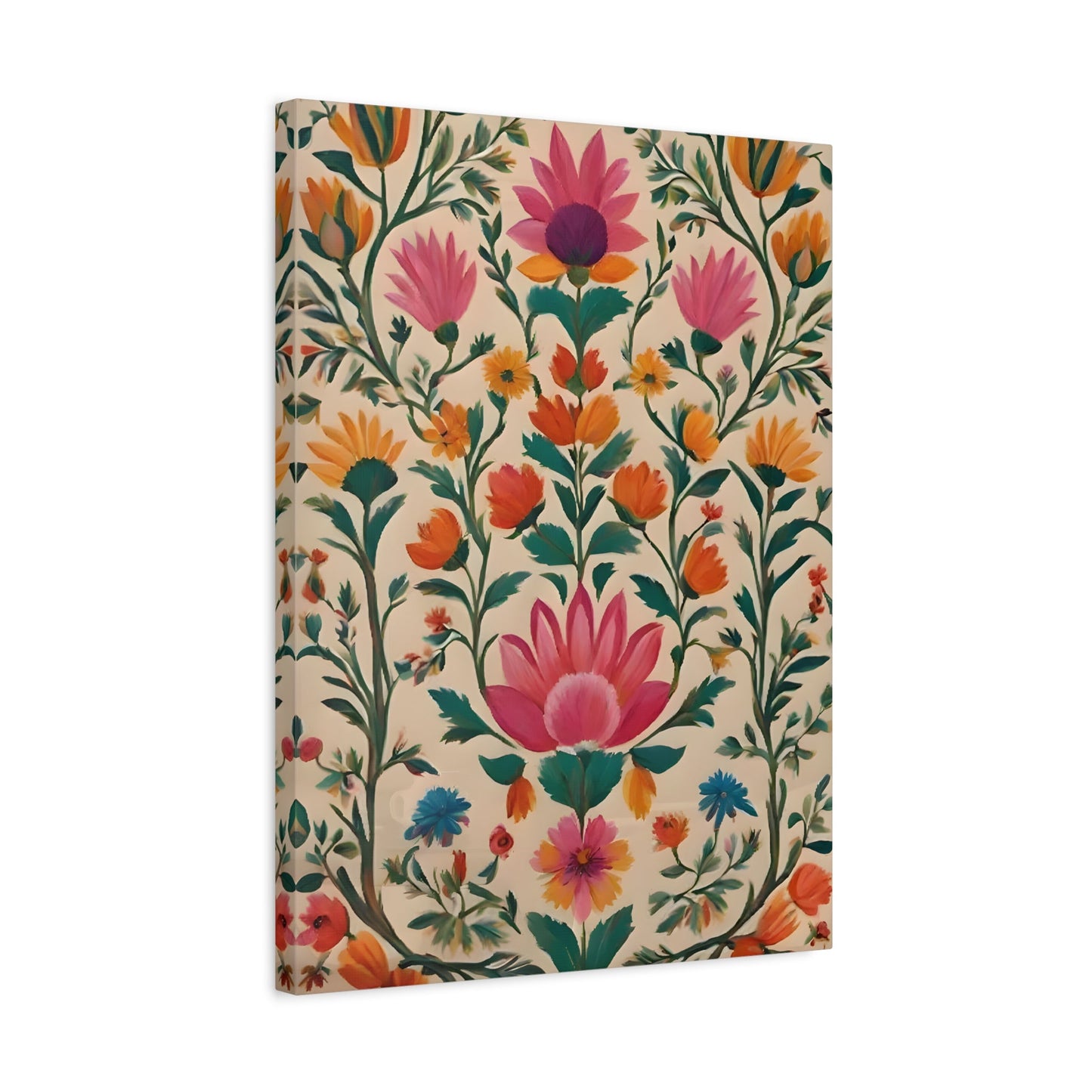 Traditional Indian Floral Canvas Folk Art Print - YesArtYes