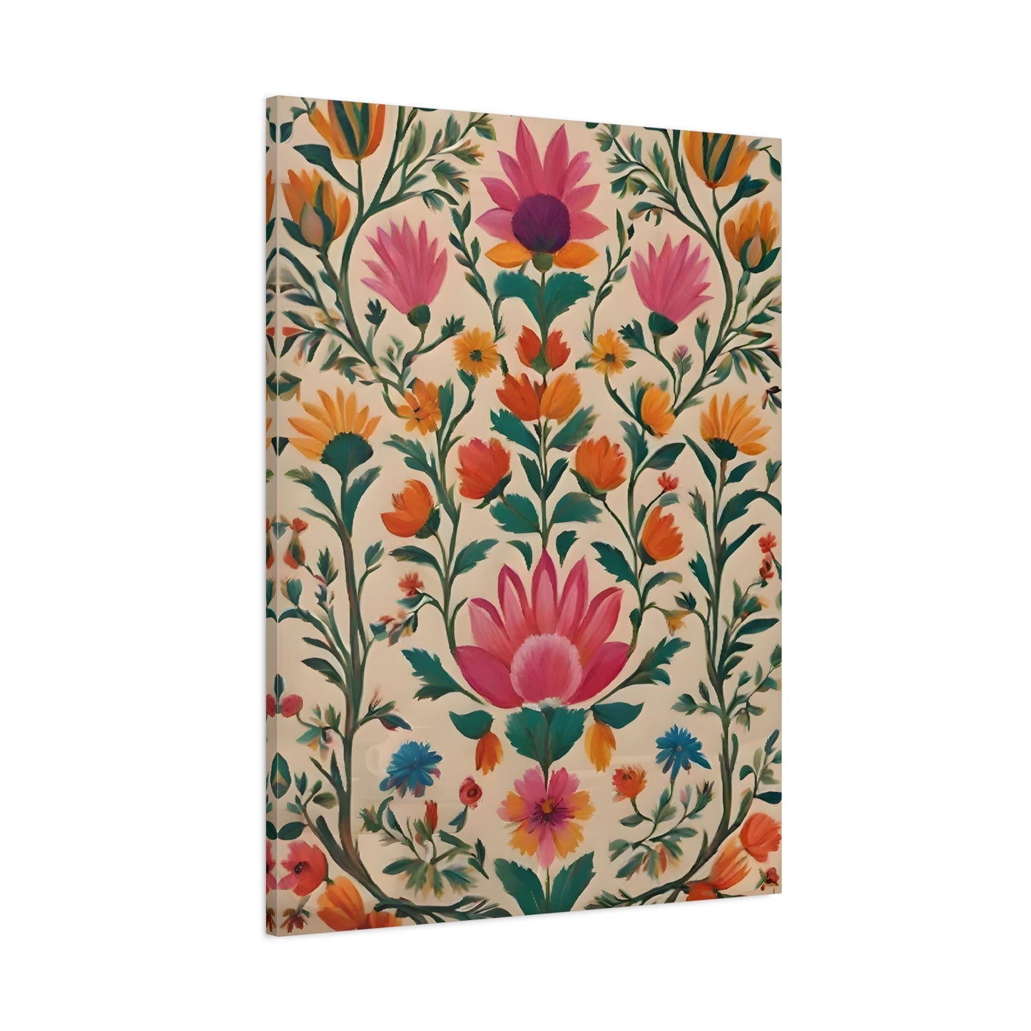 Traditional Indian Floral Canvas Folk Art Print - YesArtYes