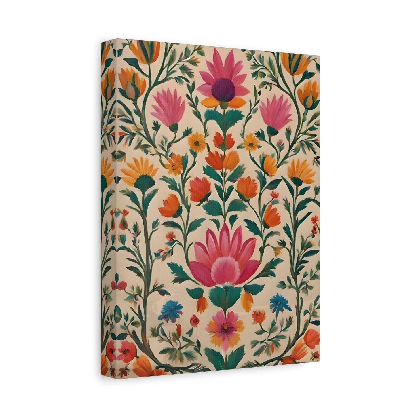 Traditional Indian Floral Canvas Folk Art Print - YesArtYes