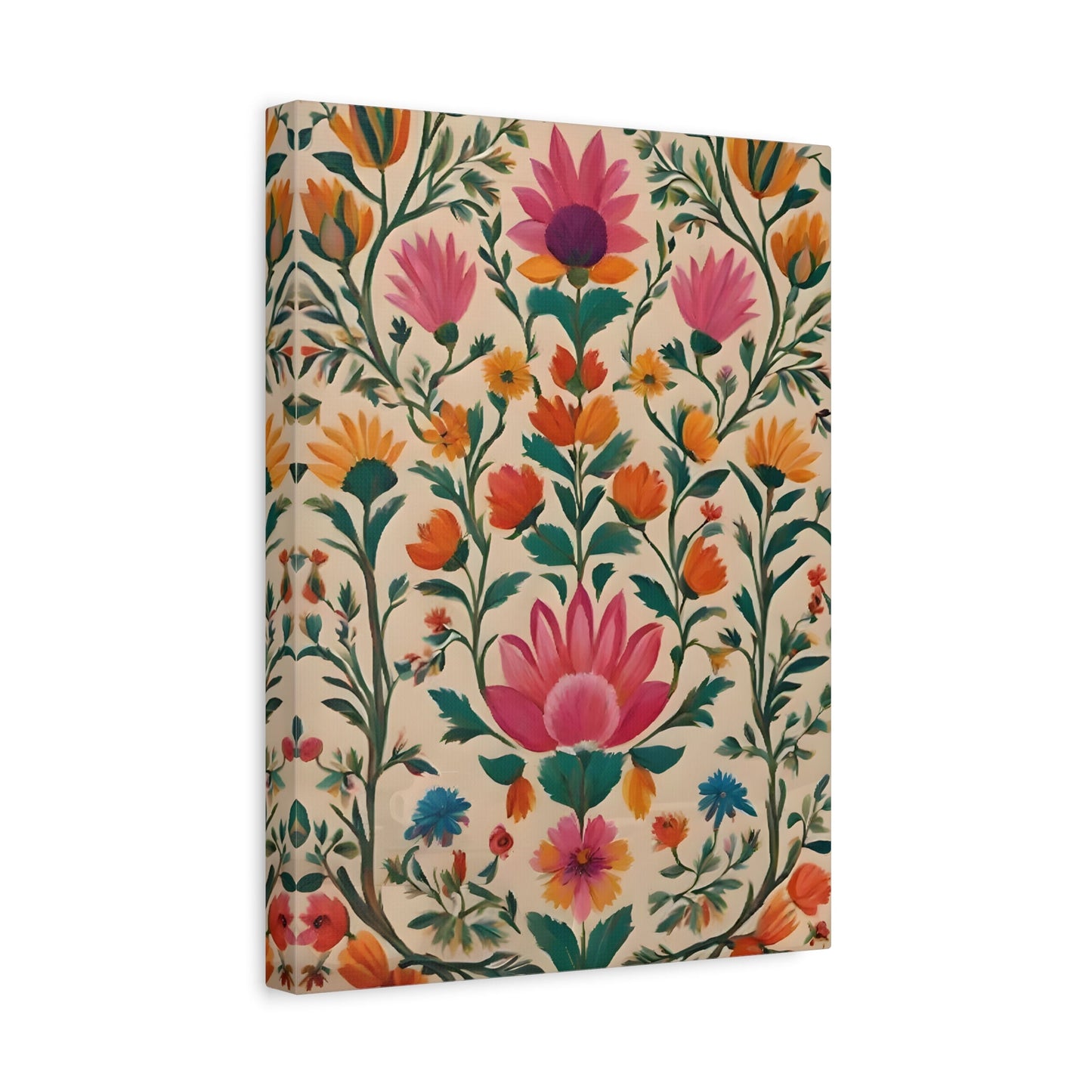 Traditional Indian Floral Canvas Folk Art Print - YesArtYes