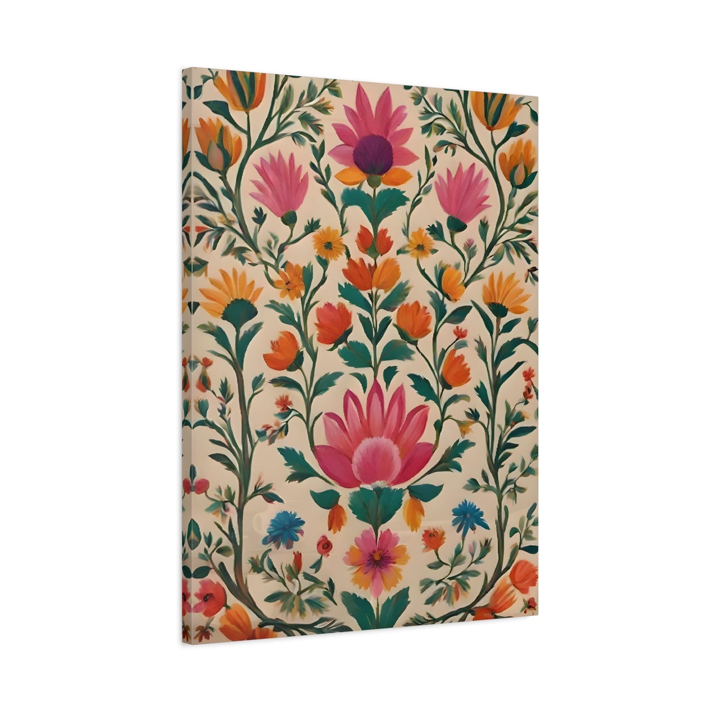 Traditional Indian Floral Canvas Folk Art Print - YesArtYes