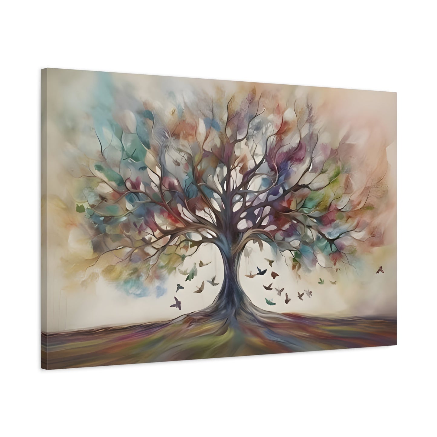 Tree of Life Abstract Colorful Canvas Watercolor Wall Art Symbolic Print - YesArtYes