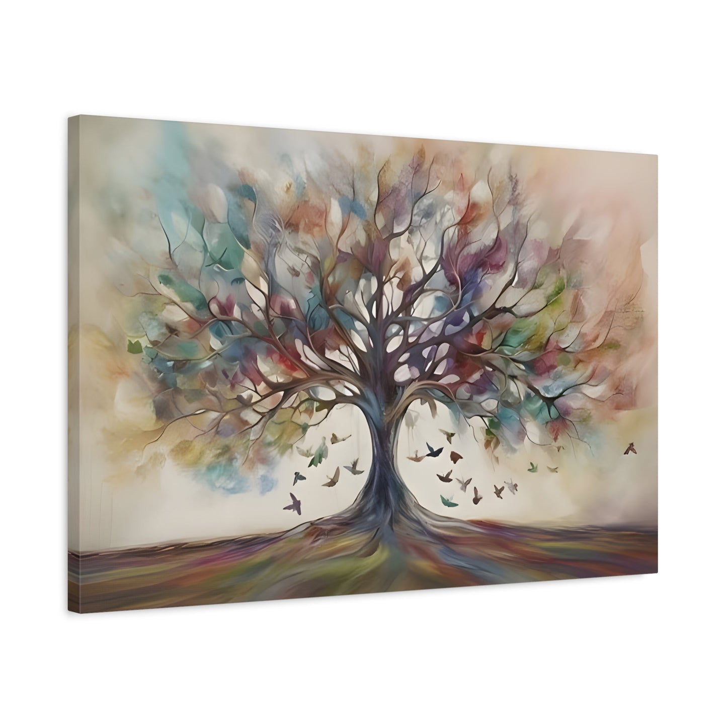 Tree of Life Abstract Colorful Canvas Watercolor Wall Art Symbolic Print - YesArtYes