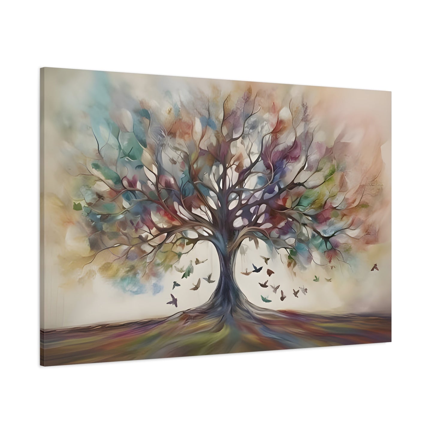 Tree of Life Abstract Colorful Canvas Watercolor Wall Art Symbolic Print - YesArtYes