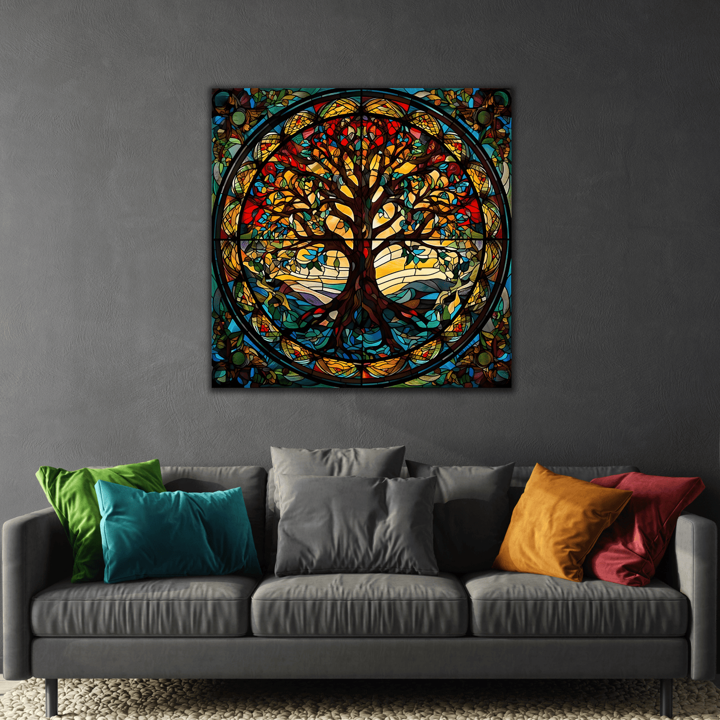 Tree of Life Mandala Yggdrasil Wall Art Canvas Print, Norse Mythology Celtic - YesArtYes