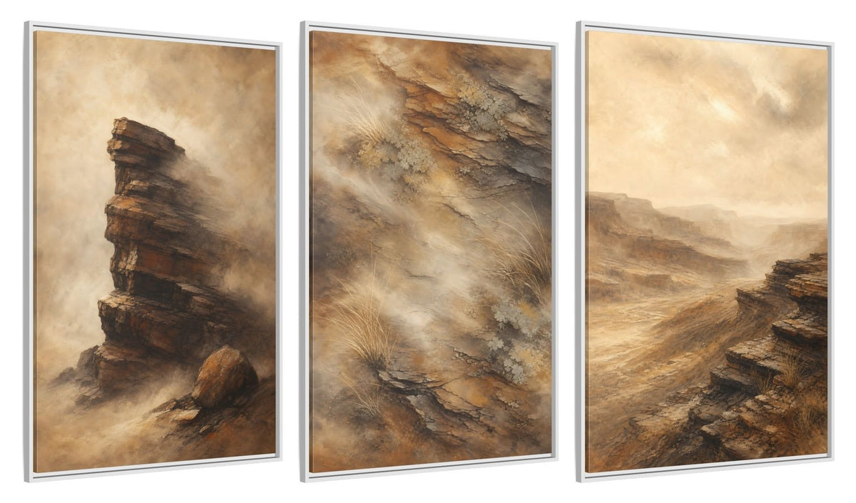 Framed canvas set of three, side view - 32x48 Inch White