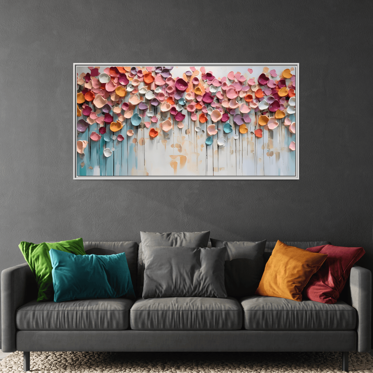 Vibrant Floral Canvas Wall Art - Extra Large Framed Home Decor - YesArtYes