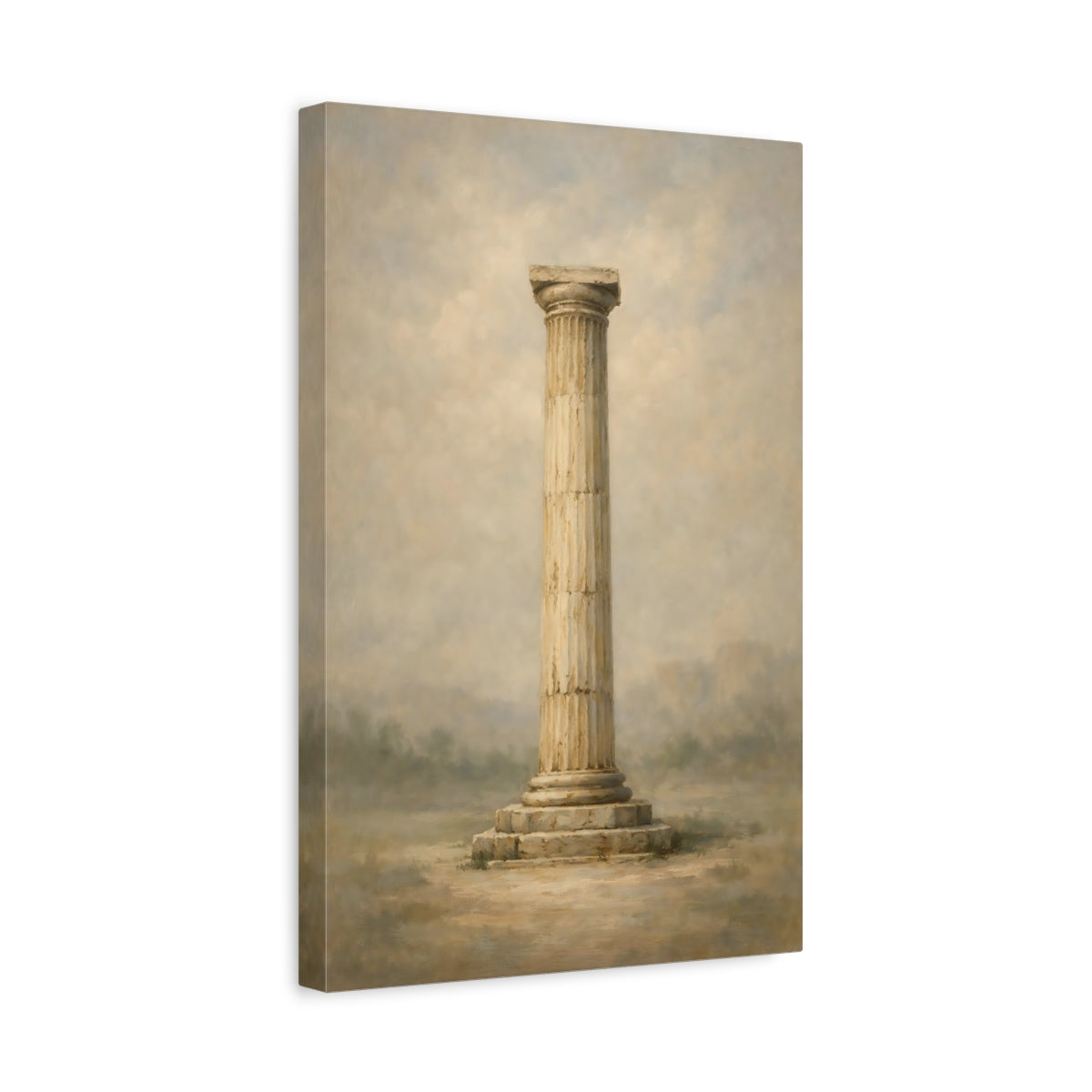 Side Mockup 4. Vintage Ancient Column Muted Beige shown as stretched canvas wall art