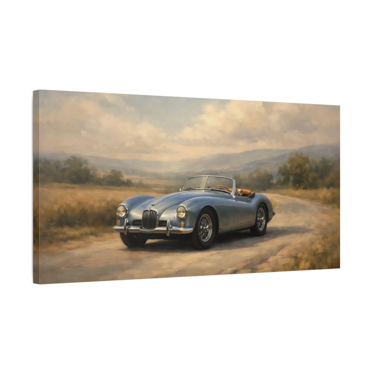 Vintage Classic Car Light Blue - Canvas Wall Art Print - YesArtYes
