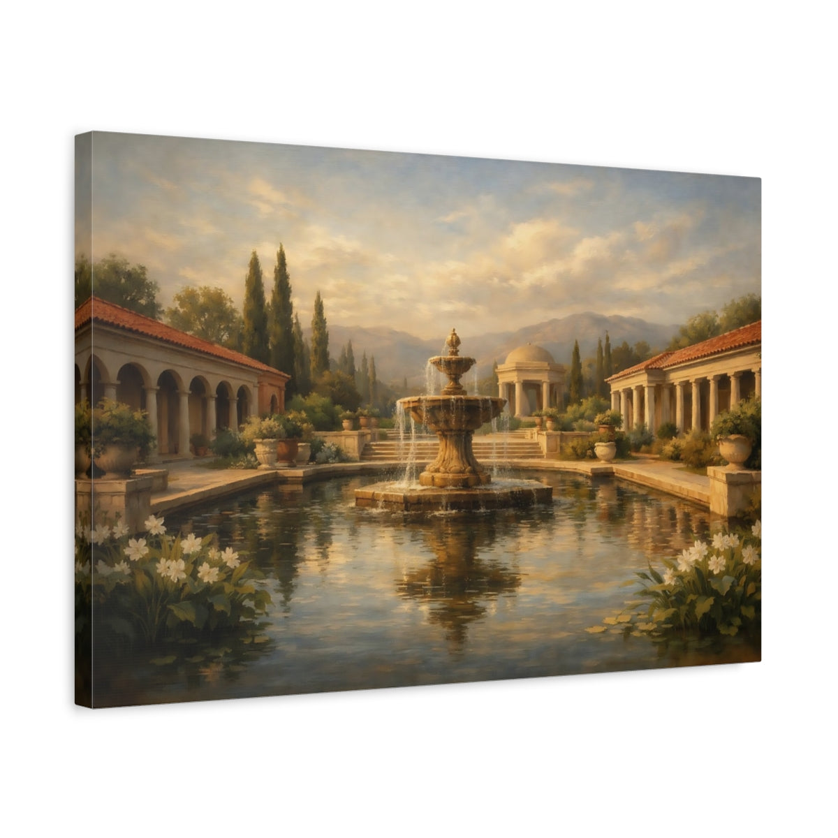 Side Mockup 3. Vintage Classical Garden Classical Garden shown as stretched canvas wall art