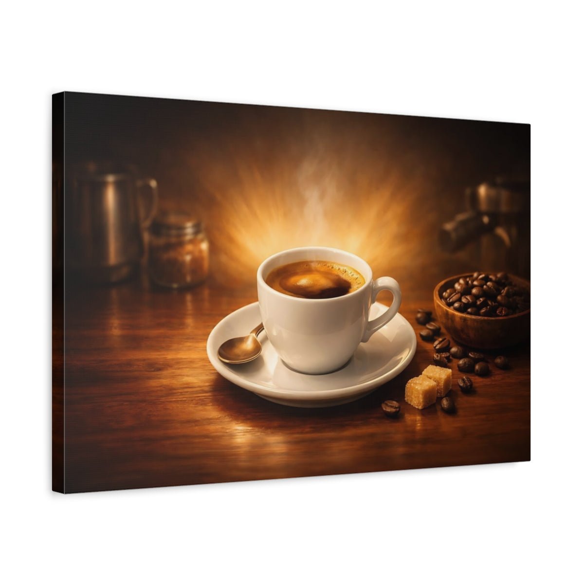 Vintage Coffee Cup Brown And Gold - Canvas Wall Art Print - YesArtYes