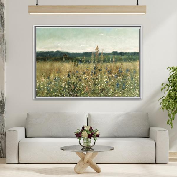Vintage Flowers Canvas Wall Art Print - Large Wild Field Flowers - YesArtYes