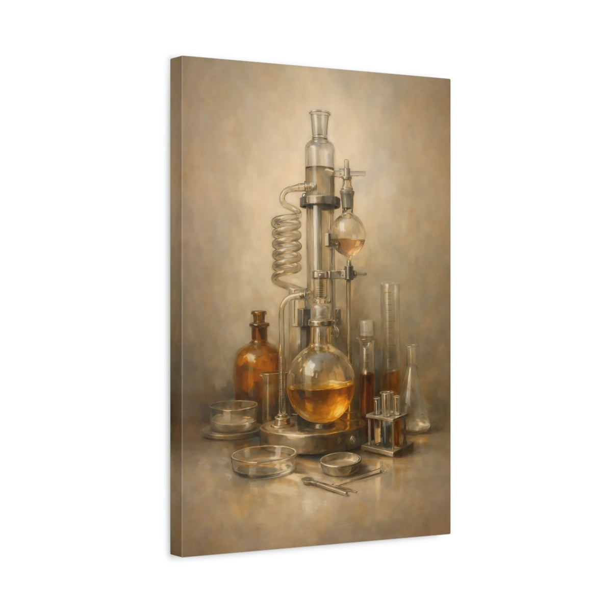 Side Mockup 3. Vintage Laboratory Equipment Vintage Laboratory shown as stretched canvas wall art