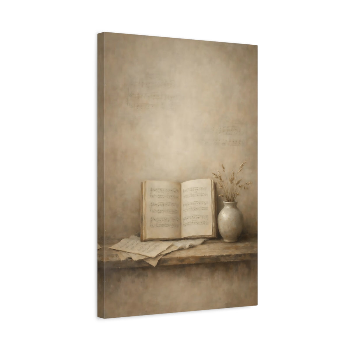 Side Mockup 3. Vintage Sheet Music Vintage Music shown as stretched canvas wall art