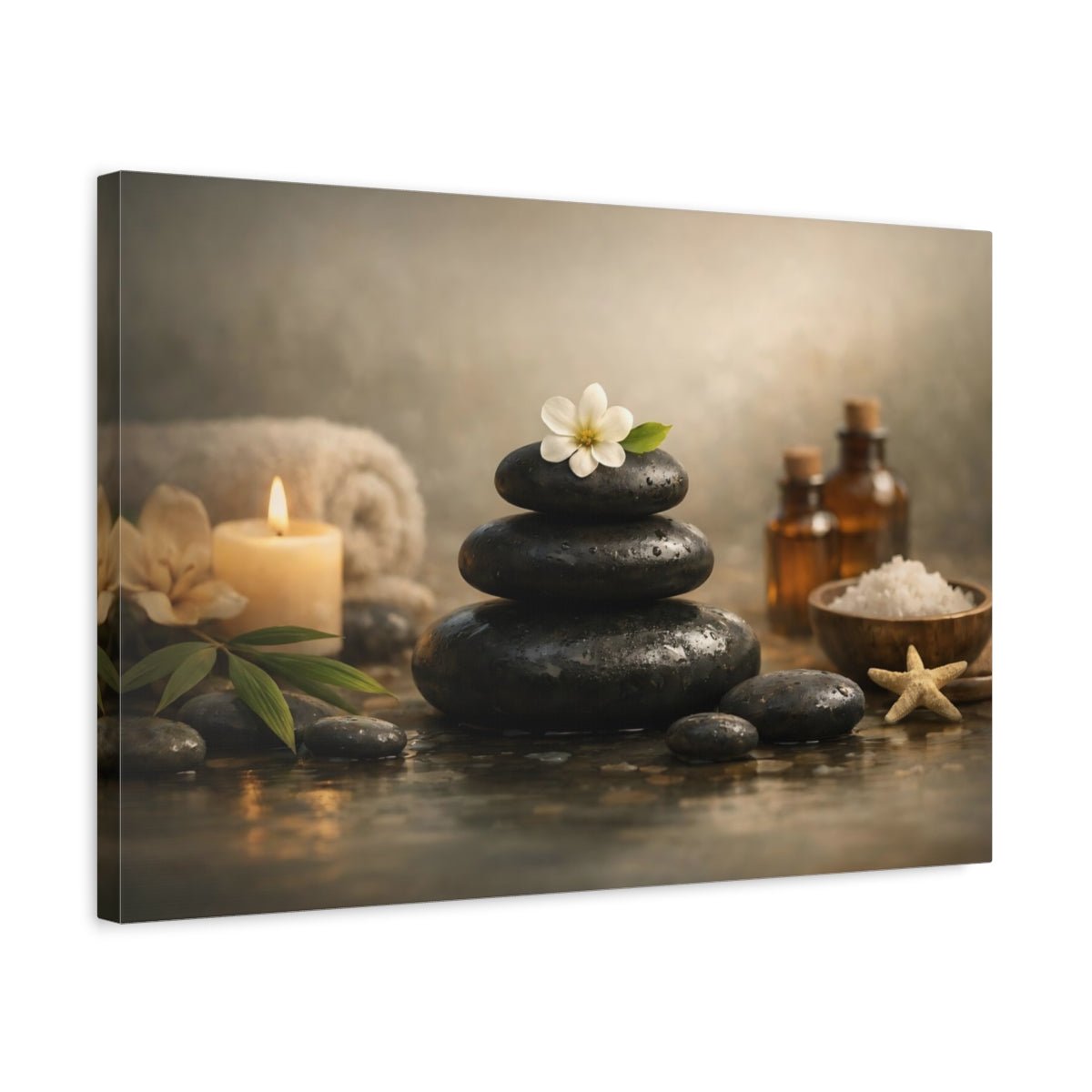 Vintage Spa Stones Nature - Canvas Wall Art Print - YesArtYes