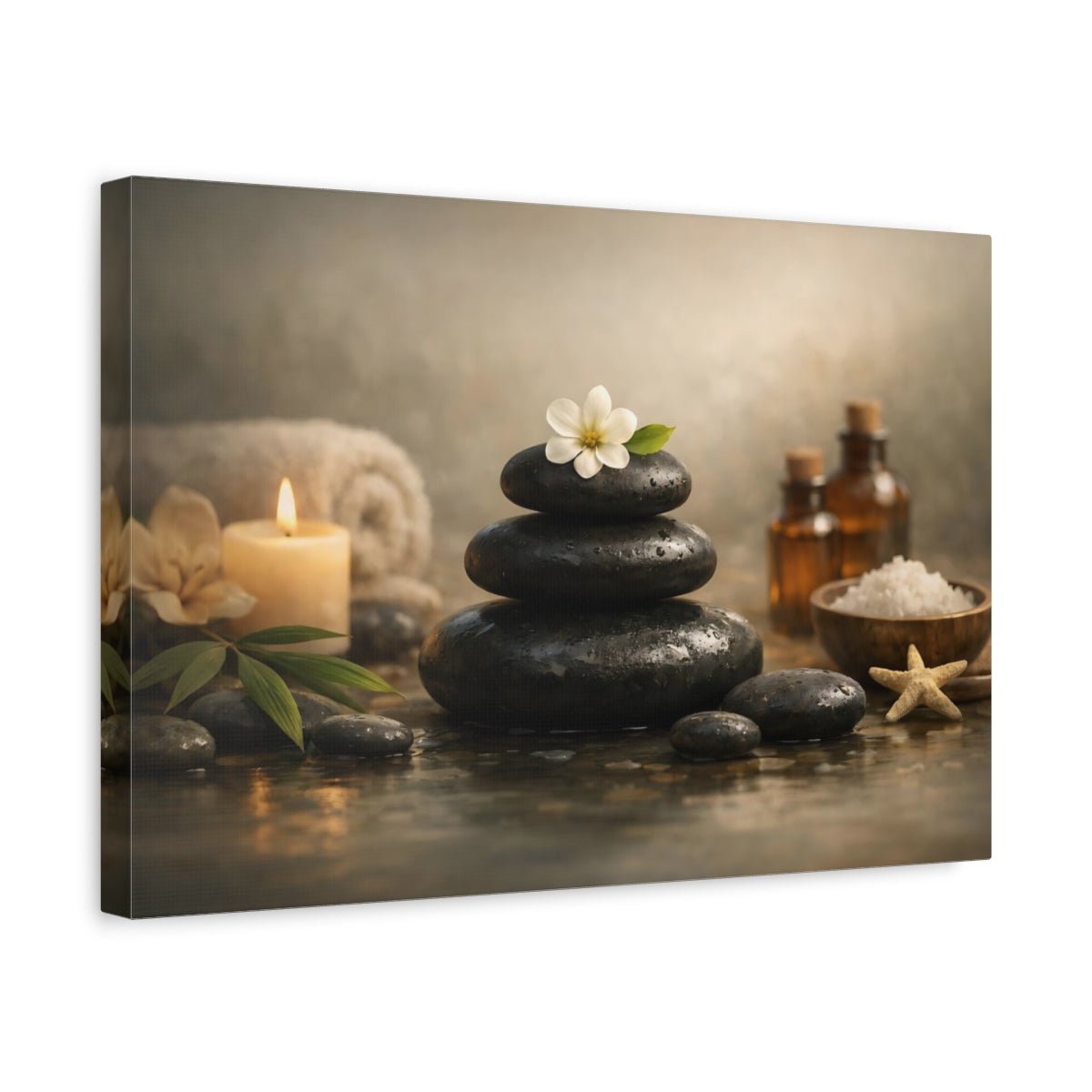 Vintage Spa Stones Nature - Canvas Wall Art Print - YesArtYes