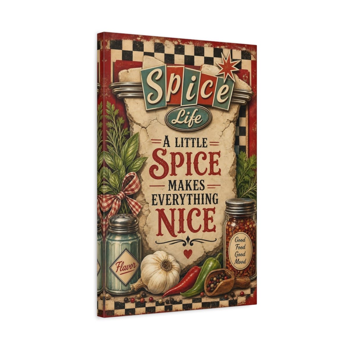 Vintage Spices Kitchen Canvas Wall Art Print – Dining Area - YesArtYes