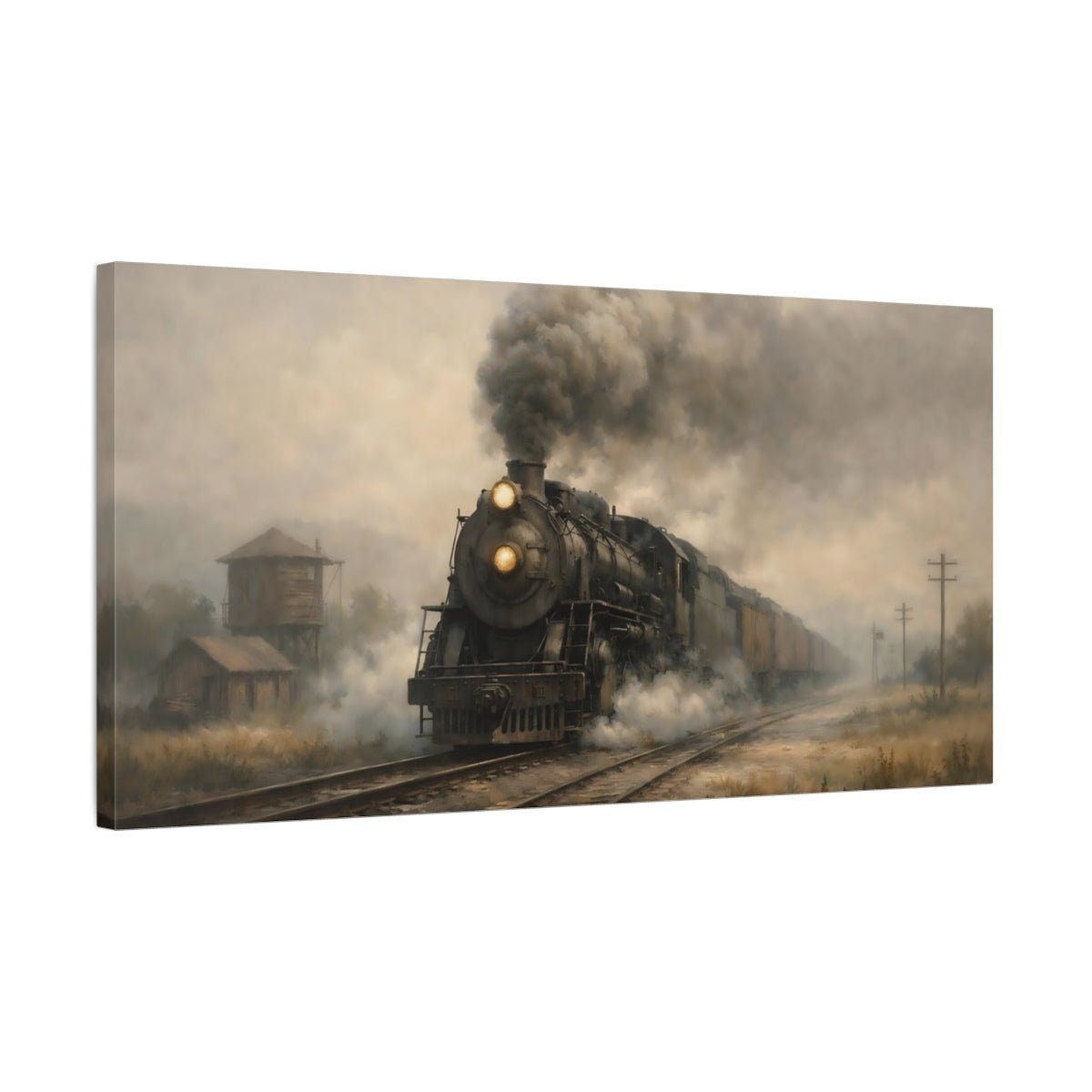 Vintage Steam Train - Canvas Wall Art Print - YesArtYes