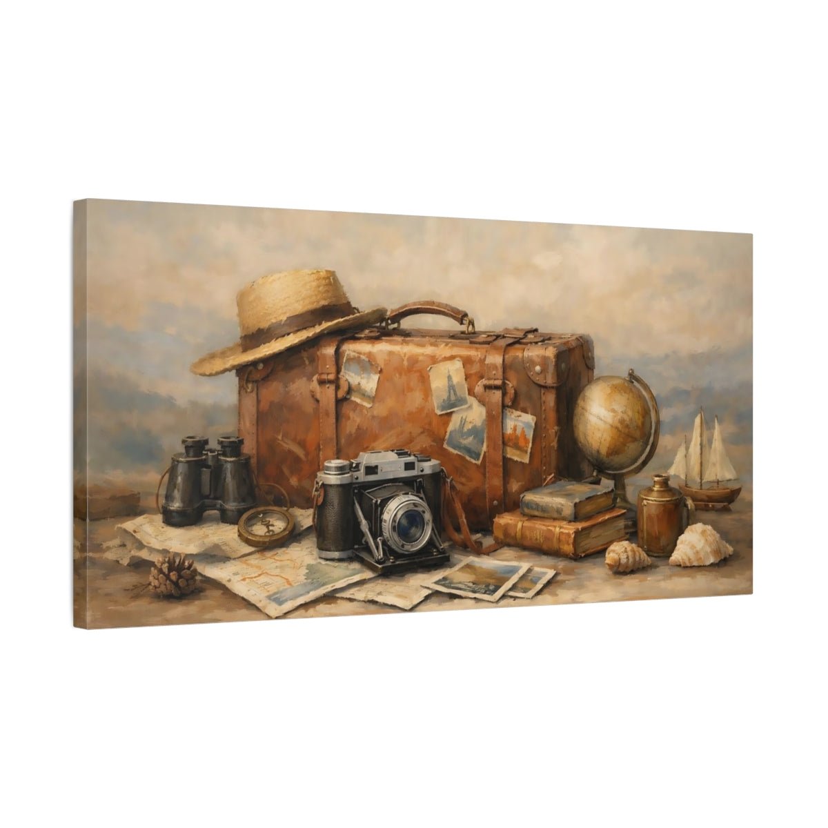 Vintage Suitcase Travel - Canvas Wall Art Print - YesArtYes