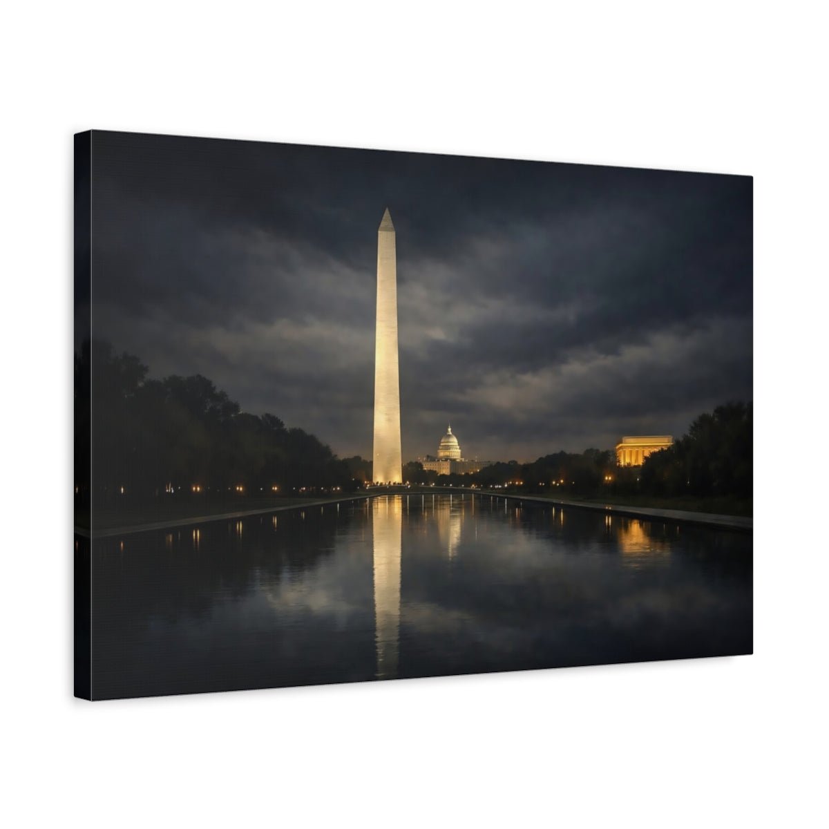 Vintage Washington Monument Night - Canvas Wall Art Print - YesArtYes