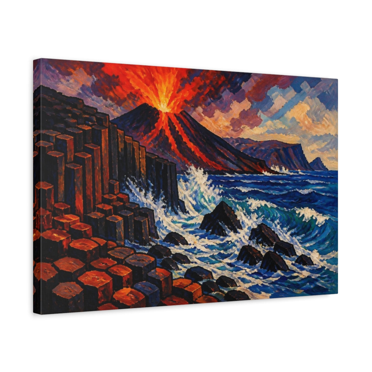 Side Mockup 3. Volcano Nature Shoreline shown as canvas print
