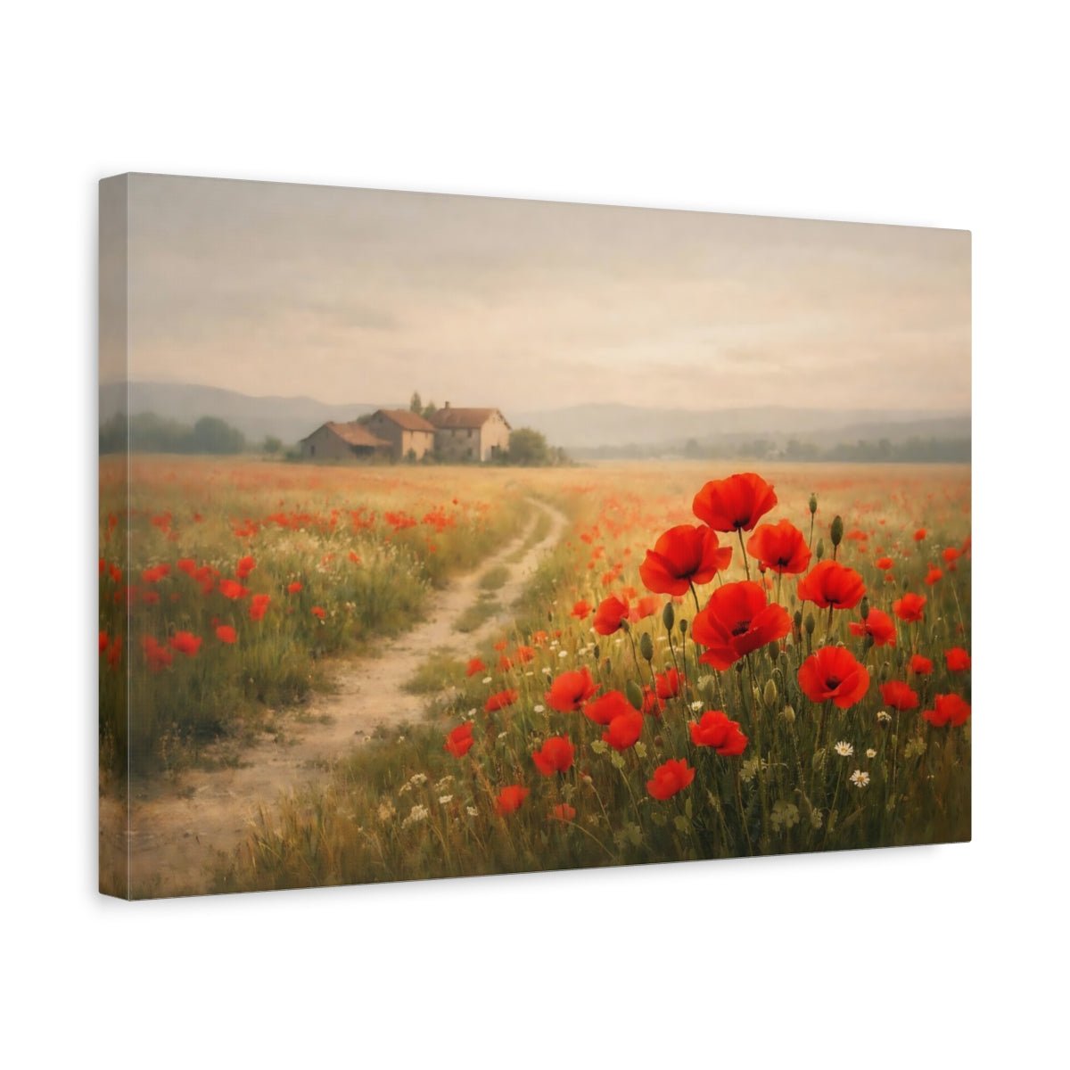 Wabi Sabi Poppy Field Floral - Canvas Wall Art Print - YesArtYes