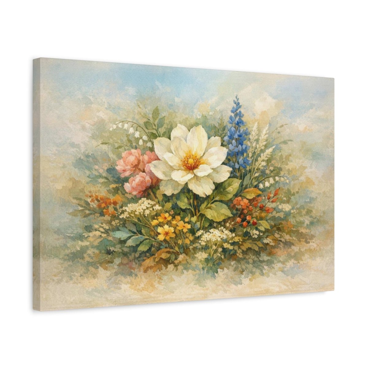 Watercolor Botanical Plant Floral Bouquet - Canvas Wall Art Print - YesArtYes