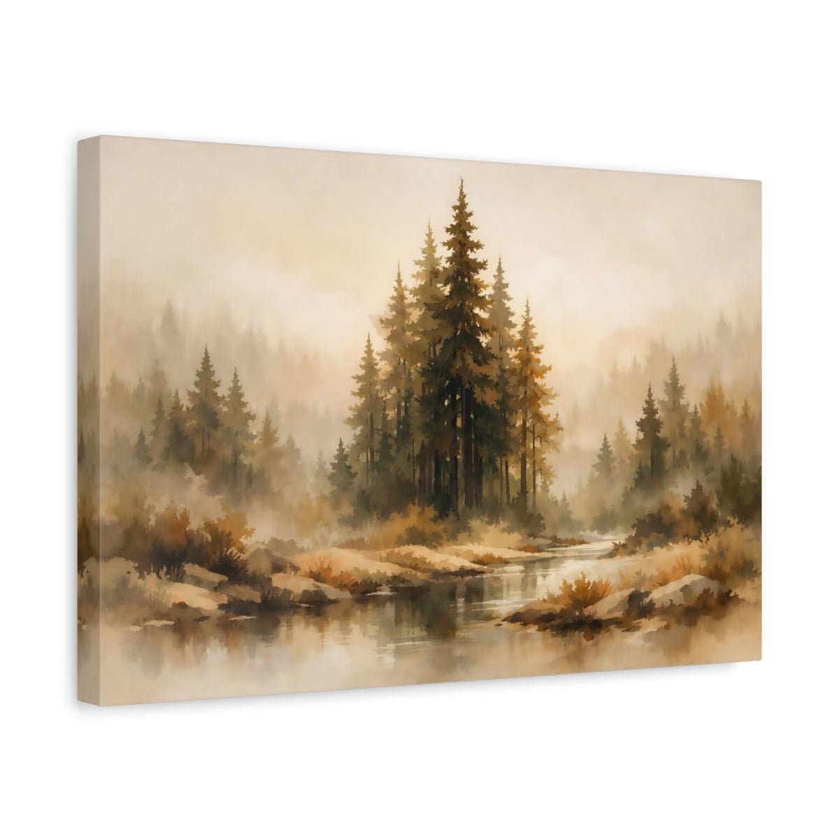 Watercolor Forest Earth Tones Pine Nature - Canvas Wall Art Print - YesArtYes