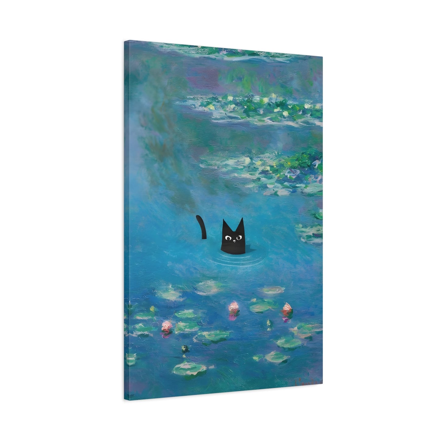 Waterlily Floral Cat Canvas Wall Art Monet Print Home Decor - YesArtYes