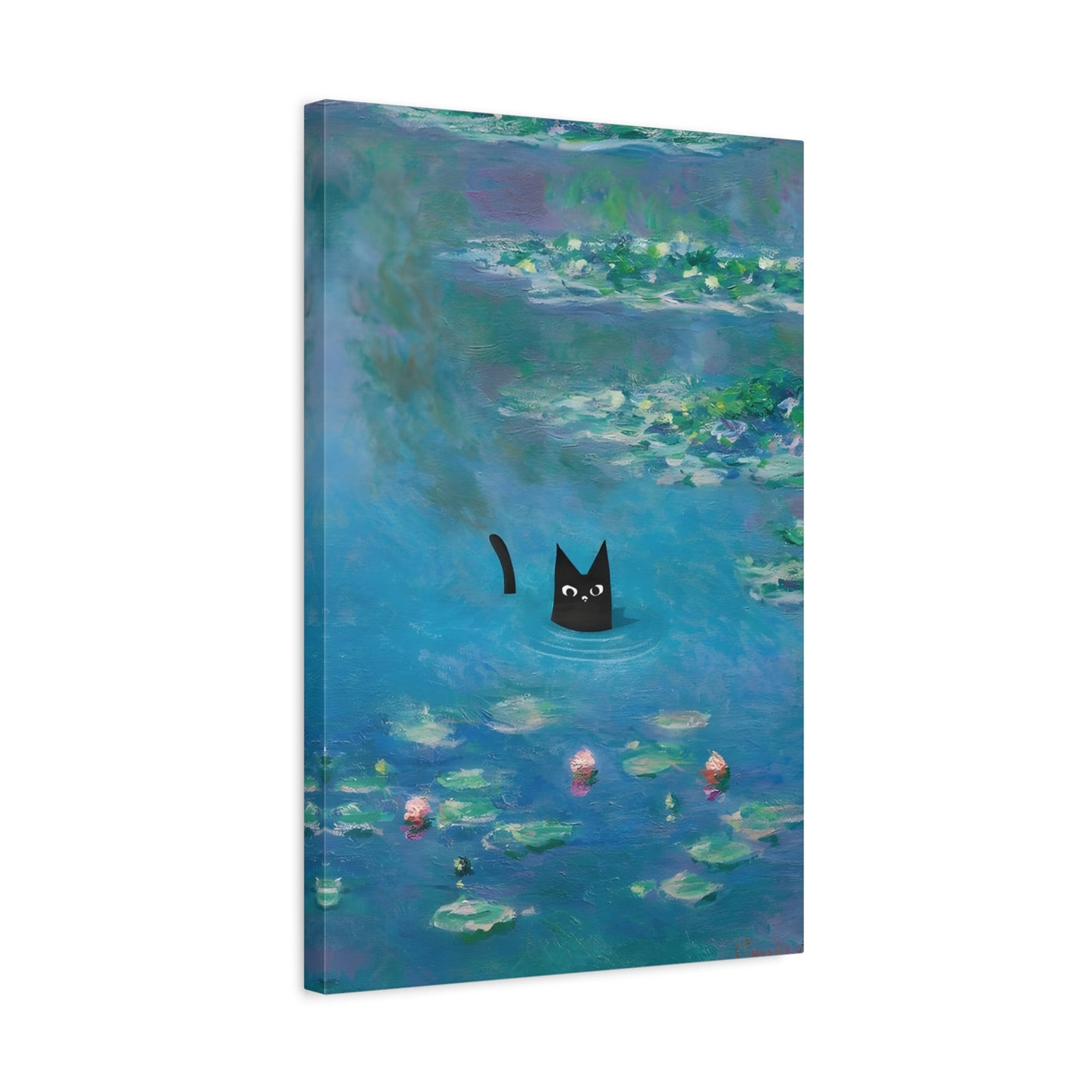 Waterlily Floral Cat Canvas Wall Art Monet Print Home Decor - YesArtYes