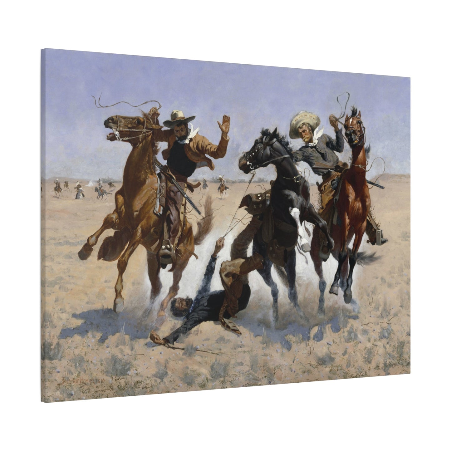 Western Remington Canvas Art - Horse Aiding a Comrade Print - YesArtYes