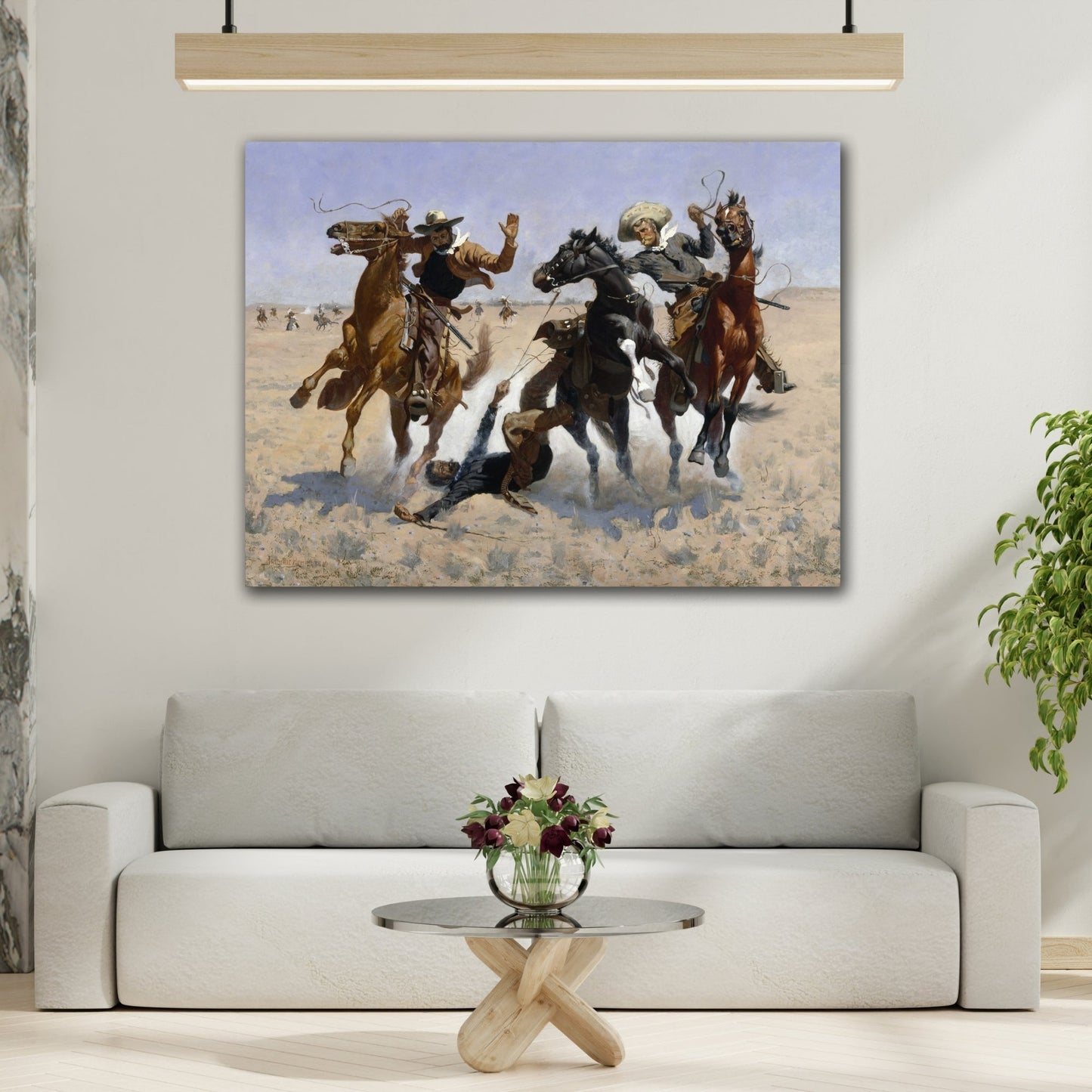 Western Remington Canvas Art - Horse Aiding a Comrade Print - YesArtYes