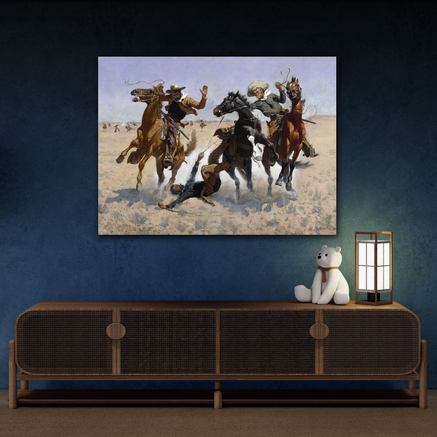 Western Remington Canvas Art - Horse Aiding a Comrade Print - YesArtYes