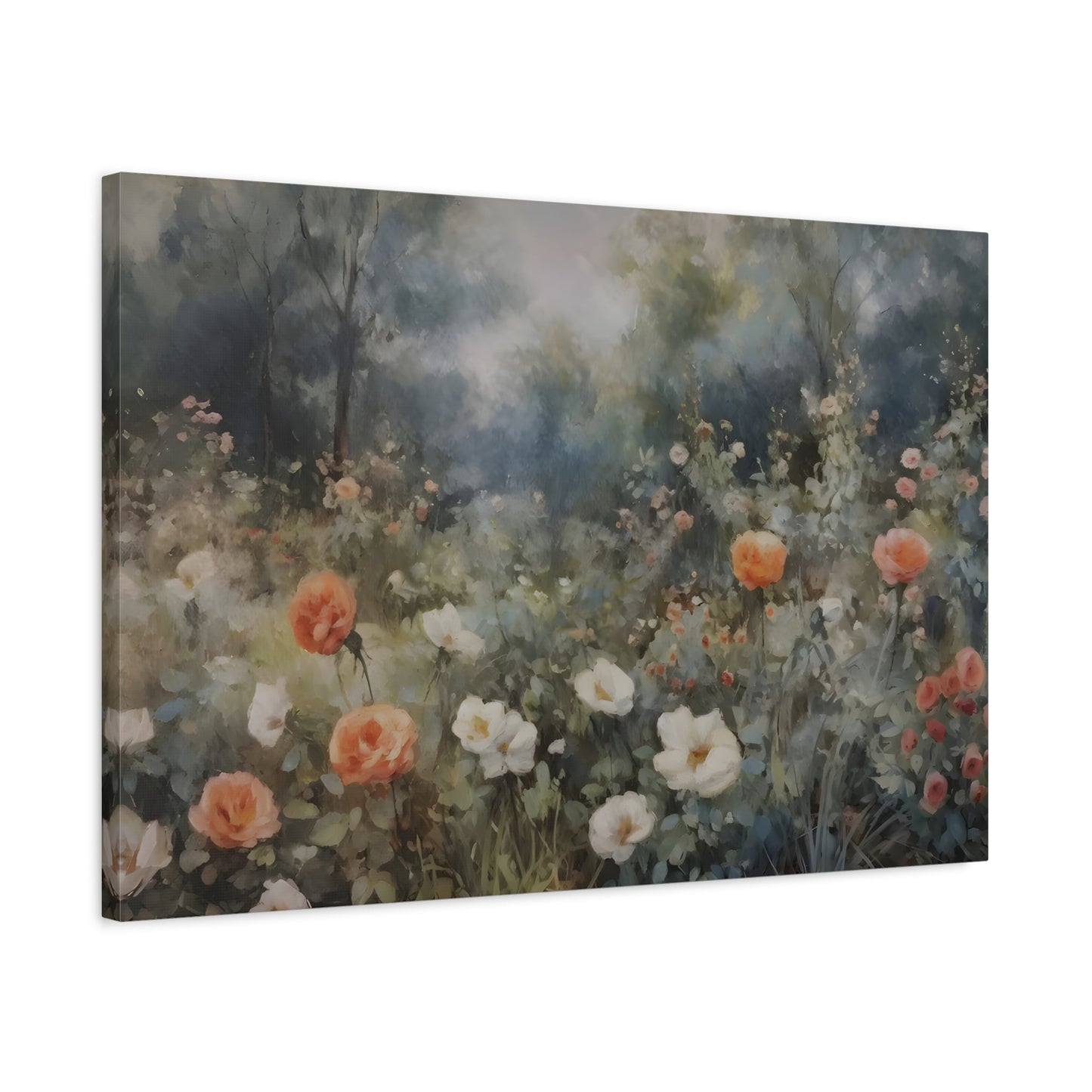 Wildflower Field Wall Art Canvas Print, Nature Floral Minimalist Artwork - YesArtYes