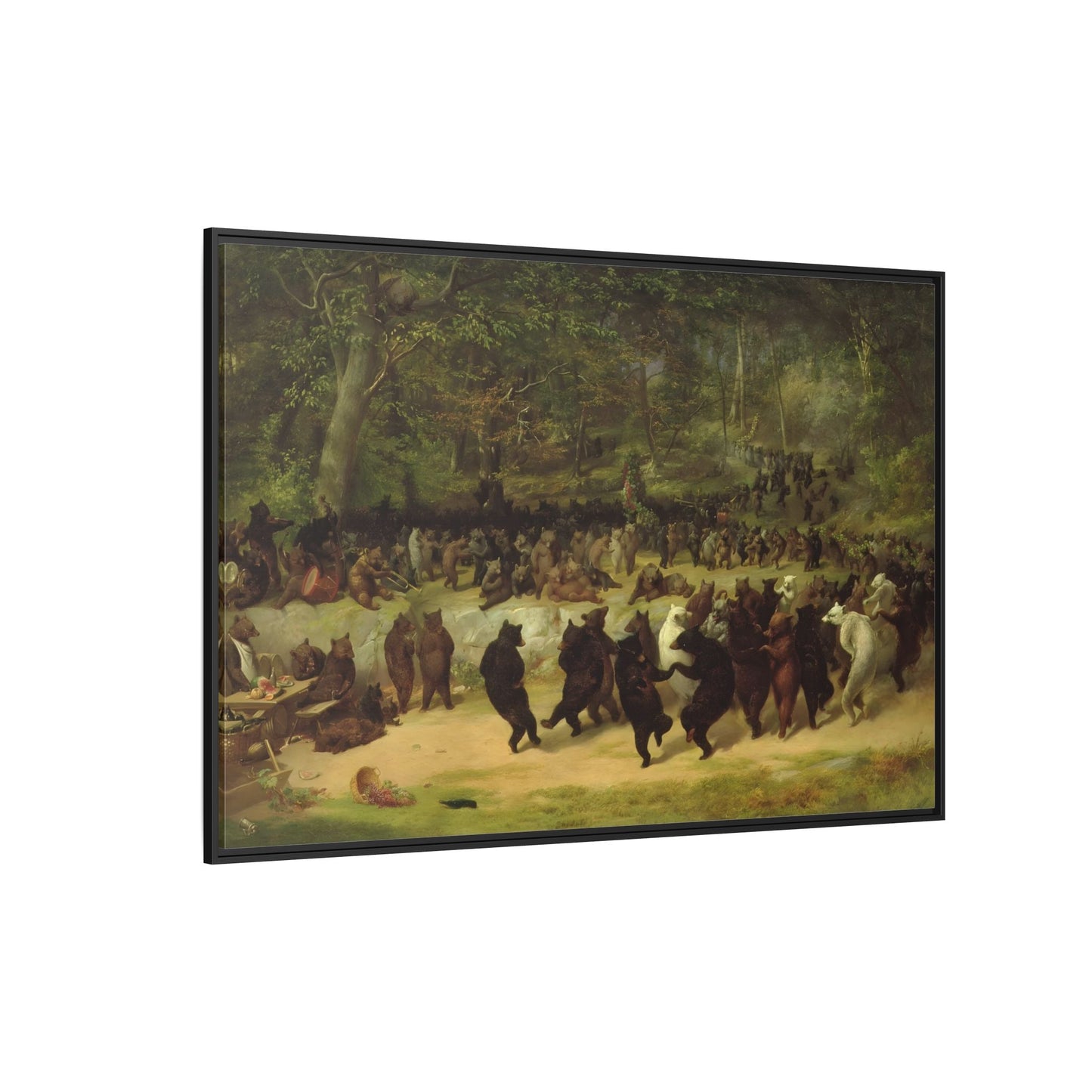 William Holbrook Beard Bear Dance - Framed Animal Canvas Wall Art Print - YesArtYes