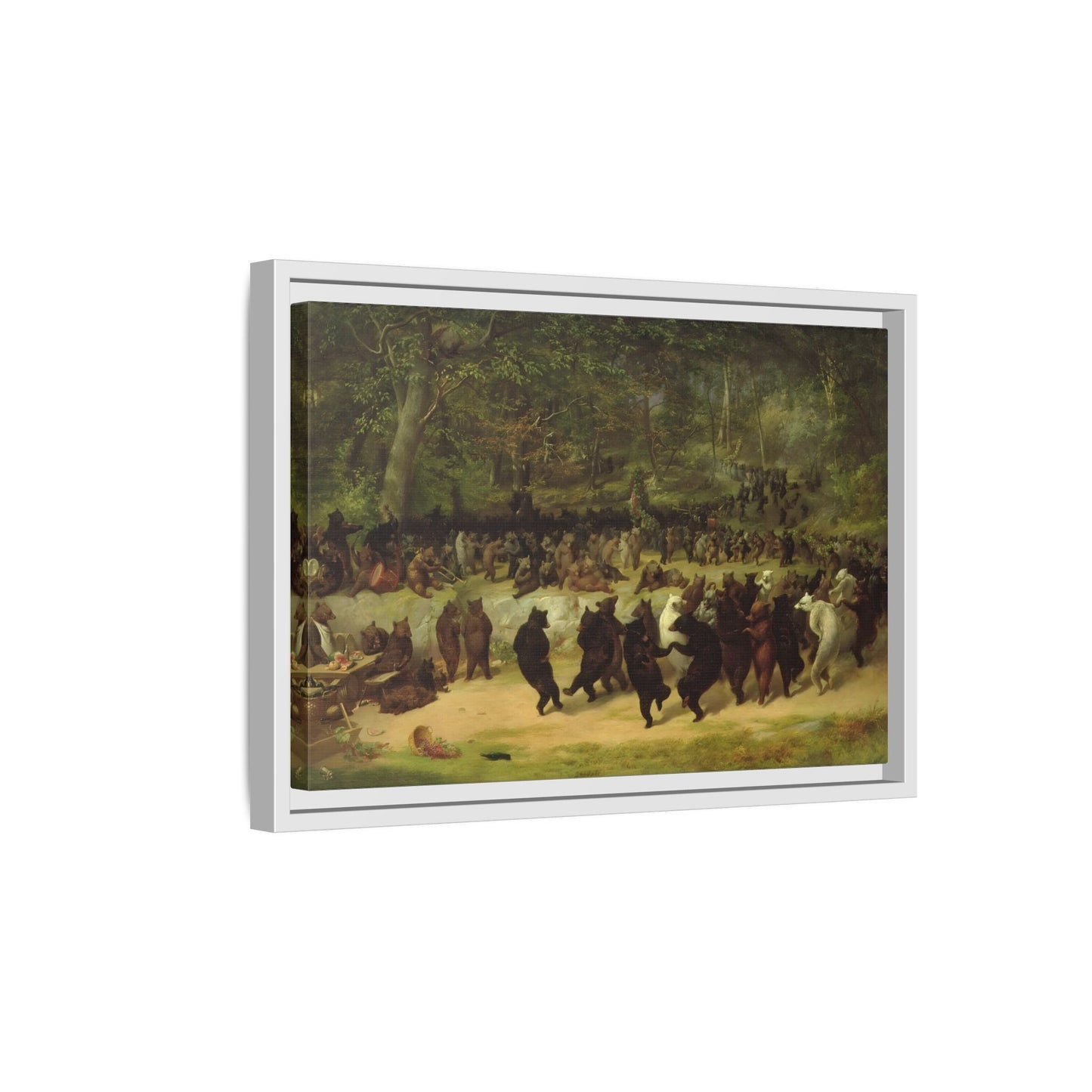 William Holbrook Beard Bear Dance - Framed Animal Canvas Wall Art Print - YesArtYes